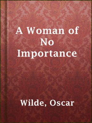 cover image of A Woman of No Importance